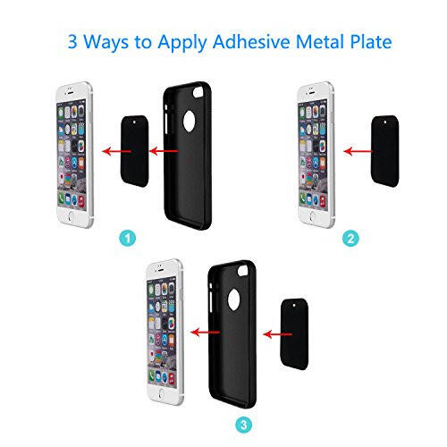 DSTELIN Universal Metal Plate 8 Pack for Magnetic Phone Car Mount Holder Cradle with Adhesive (Compatible with Magnetic Mounts) - 4 Rectangle and 4 Round, Black - 3