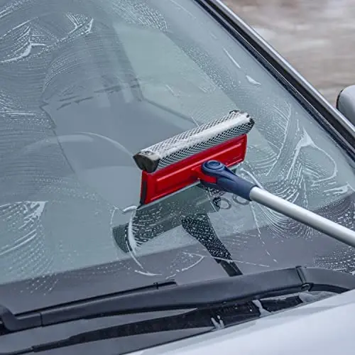 DSV Standart Professional Oyna Tozalagich | 2-in-1 Oyna Tozalagich G'ubka va Yumshoq Rezina Chiziq Teleskopik Uzaytma Ustuni bilan 20