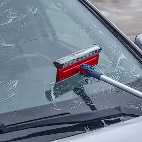 DSV Standard Professional Window Squeegee | 2-in-1 Window Cleaner Sponge and Soft Rubber Strip With Telescopic Extension Pole 20