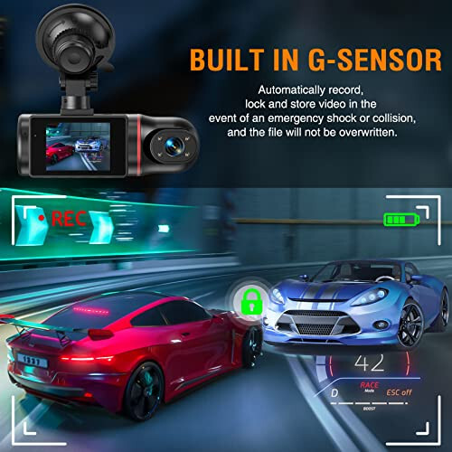 Dual Dash Cam Front and Inside, FHD Dashcams for Cars with 64GB Card Dash Camera for Cars, 1080P Front Dash Cam+1080P Inside Dashcam for Car Dash Camera with IR Night Vision Loop Recording - 6