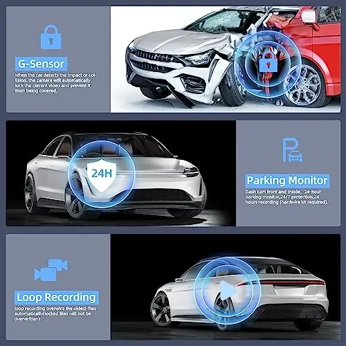 Dual Dash Cam Front and Inside with 64GB Card, Milerong X25 1080P Dash Camera for Cars with Infrared Night Vision, Loop Recording, G-Sensor, 24H Park Monitor, Inside Car Camera for Uber/Lyft/Taxi Driver - 3