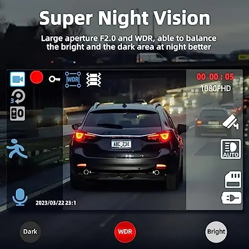 Dual Dash Cam Front and Inside with 64GB Card, Milerong X25 1080P Dash Camera for Cars with Infrared Night Vision, Loop Recording, G-Sensor, 24H Park Monitor, Inside Car Camera for Uber/Lyft/Taxi Driver - MILERONG