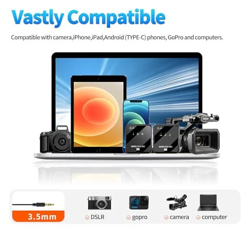 Dual Mini Wireless Microphone USB C & Lightning for iPhone, Android Phone,Laptop,Noise Canceling Tiny Lavalier Microphone for Video Recording,TikTok,Plug-Play Lav Clip Mic.(10-Hr Battery Life) - 3