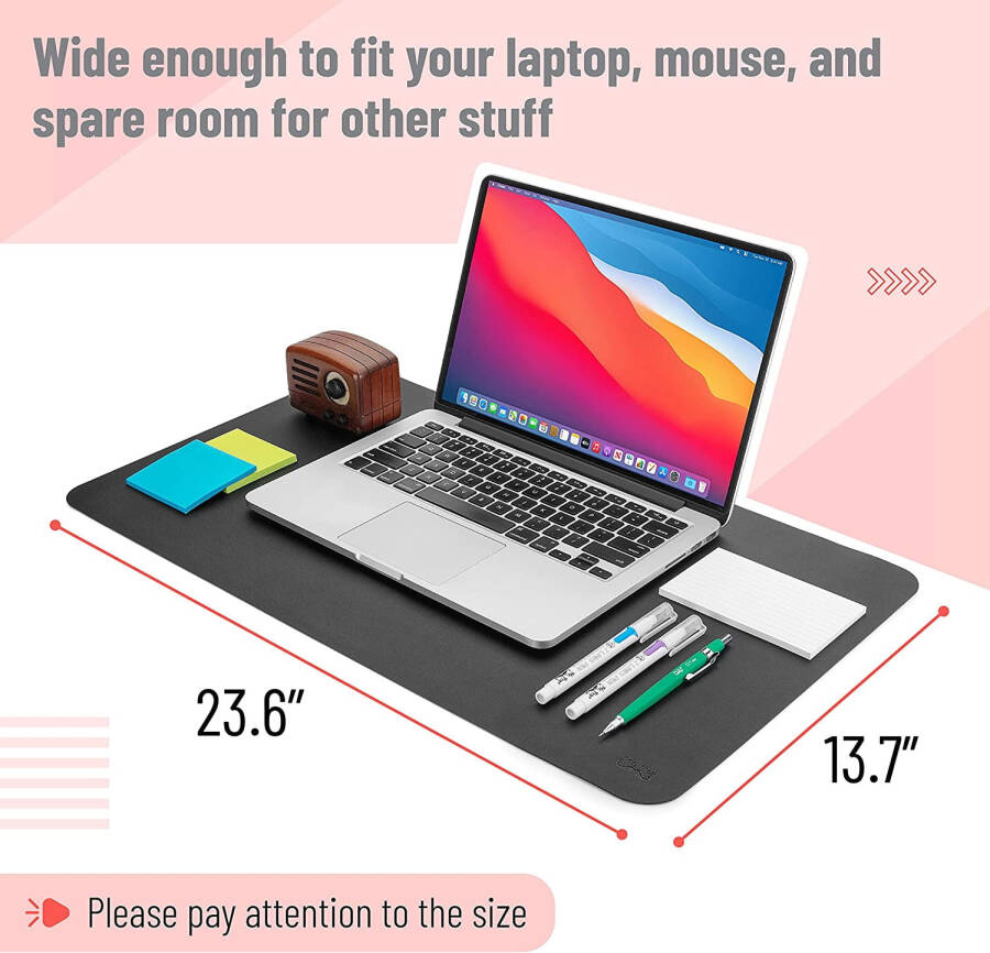 Dual-Sided, Leather Desk Pad, Desk Mouse Pad, 23.6