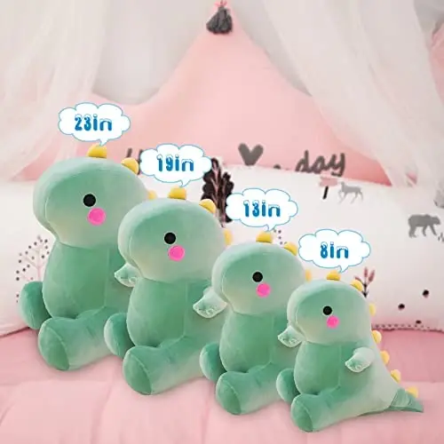 DUANMUL Cute Dinosaur Plush Toys, Fat Dinosaur Stuffed Animals Toys Dolls, Dinosaur Plush Toy Soft Stuffed Animal Dino Plushies Doll Cute Birthday Gifts for Kids Girls Boys (Green,23in) - 4