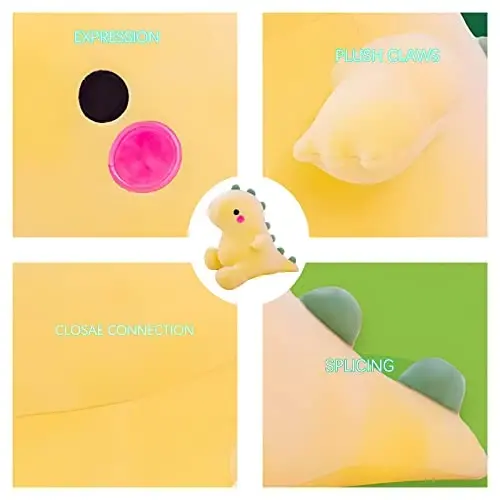 DUANMUL Cute Dinosaur Plush Toys Fat Dinosaur Stuffed Animals Toys Dolls Dinosaur Plush Toy Soft Stuffed Animal Dino Plushies Doll Cute Birthday Gifts for Kids Girls Boys (Yellow,19in) - 5