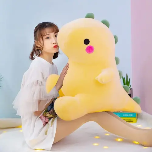 DUANMUL Cute Dinosaur Plush Toys Fat Dinosaur Stuffed Animals Toys Dolls Dinosaur Plush Toy Soft Stuffed Animal Dino Plushies Doll Cute Birthday Gifts for Kids Girls Boys (Yellow,19in) - 6