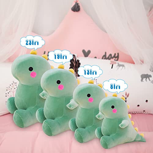 DUANMUL Cute Fat Dinosaur Plush Toys, Soft Stuffed Animals Toys Dolls, Dino Plushies, Cute Birthday Gifts for Kids Girls Boys (Green, 8in) - 6