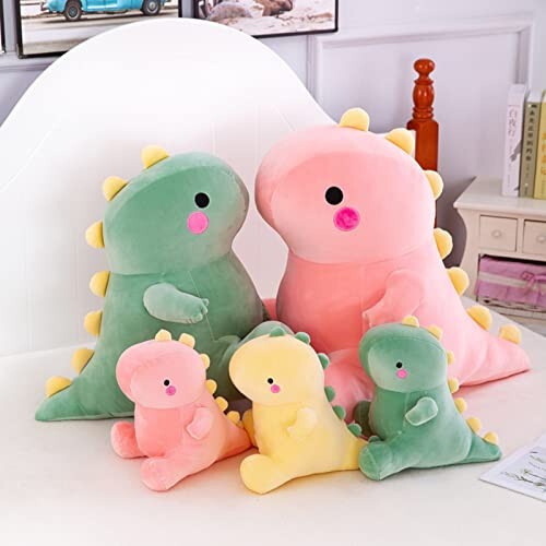 DUANMUL Cute Fat Dinosaur Plush Toys, Soft Stuffed Animals Toys Dolls, Dino Plushies, Cute Birthday Gifts for Kids Girls Boys (Green, 8in) - 8