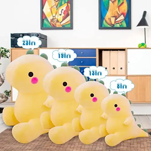 DUANMUL Plush Dinosaur Toy - 8in Stuffed Animal for Kids, Cute & Soft Dino Doll Gift (Yellow) - 3