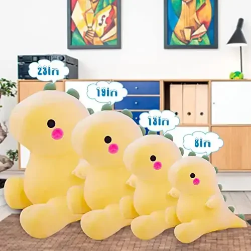 DUANMUL Plush Dinosaur Toy - 8in Stuffed Animal for Kids, Cute & Soft Dino Doll Gift (Yellow) - 3