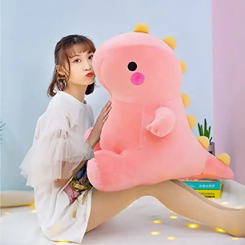 DUANMUL Cute Dinosaur Plush Toys, Fat Dinosaur Soft Stuffed Animals Toys Dolls, Dino Plushies Doll Cute Birthday Gifts for Kids Girls Boys (Pink,8in) - 7