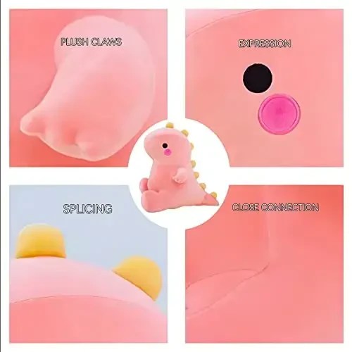 DUANMUL Cute Dinosaur Plush Toys, Fat Dinosaur Soft Stuffed Animals Toys Dolls, Dino Plushies Doll Cute Birthday Gifts for Kids Girls Boys (Pink,8in) - 5