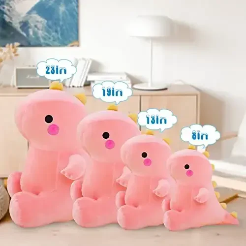 DUANMUL Yoqimli Dinozavr Peluş O'yinchoqlar, Semiz Dinozavr Yumshoq O'yinchoqlar Qo'g'irchoqlar, Dino Peluş Qo'g'irchoqlar Bolalar Qizlar uchun Tug'ilgan kun sovg'alari (Pushti, 8 dyuym) - 4
