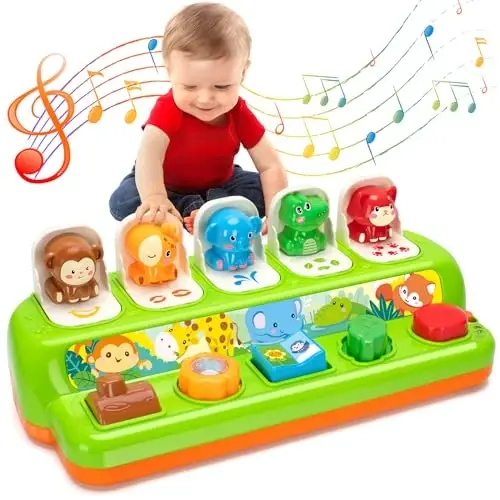 Duchong Etkileşimli Çıkan Oyuncaklar 1 Yaşındaki Erkek Kız İçin, Montessori Neden-Sonuç Oyuncakları Müzik ve Işıkla, Erken Öğrenme Müzikli Oyuncaklar 1-3 Yaş, Bebekler İçin Hediye 9-12-18 Ay - 1