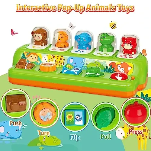 Duchong Etkileşimli Çıkan Oyuncaklar 1 Yaşındaki Erkek Kız İçin, Montessori Neden-Sonuç Oyuncakları Müzik ve Işıkla, Erken Öğrenme Müzikli Oyuncaklar 1-3 Yaş, Bebekler İçin Hediye 9-12-18 Ay - 2