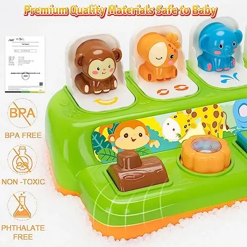 Duchong Etkileşimli Çıkan Oyuncaklar 1 Yaşındaki Erkek Kız İçin, Montessori Neden-Sonuç Oyuncakları Müzik ve Işıkla, Erken Öğrenme Müzikli Oyuncaklar 1-3 Yaş, Bebekler İçin Hediye 9-12-18 Ay - 4