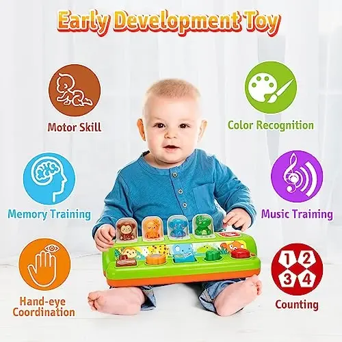 Duchong Etkileşimli Çıkan Oyuncaklar 1 Yaşındaki Erkek Kız İçin, Montessori Neden-Sonuç Oyuncakları Müzik ve Işıkla, Erken Öğrenme Müzikli Oyuncaklar 1-3 Yaş, Bebekler İçin Hediye 9-12-18 Ay - 5