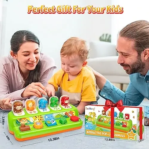 Duchong Etkileşimli Çıkan Oyuncaklar 1 Yaşındaki Erkek Kız İçin, Montessori Neden-Sonuç Oyuncakları Müzik ve Işıkla, Erken Öğrenme Müzikli Oyuncaklar 1-3 Yaş, Bebekler İçin Hediye 9-12-18 Ay - 6