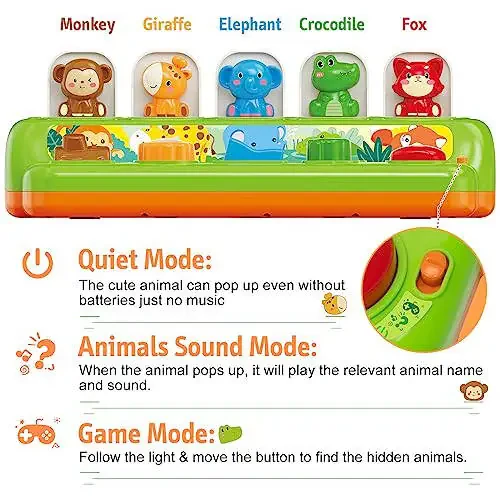 Duchong Pop Up Toys for 1 Year Old Boy Girls, Interactive Cause and Effect Learning Toys with Music & Light for Baby 6 7 8 9 10 11 12 Months, Christmas Birthday 1st Gifts for Toddlers - 3