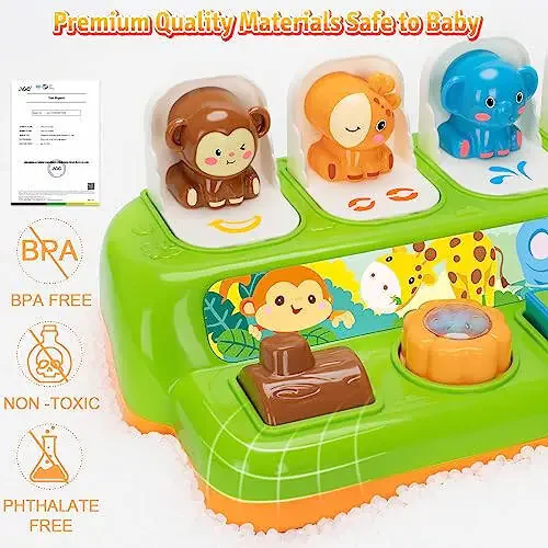 Duchong Pop Up Toys for 1 Year Old Boy Girls, Interactive Cause and Effect Learning Toys with Music & Light for Baby 6 7 8 9 10 11 12 Months, Christmas Birthday 1st Gifts for Toddlers - 4
