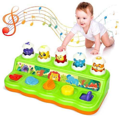 Duchong Interactive Pop up Toys for 1 Year Old Boy Girl, Montessori Cause and Effect Toys with Music & Light, Early Learning Musical Toys for Toddlers 1-3, Gift for Infants 9-12-18 Months - 1