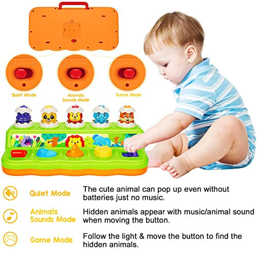 Duchong Interactive Pop up Toys for 1 Year Old Boy Girl, Montessori Cause and Effect Toys with Music & Light, Early Learning Musical Toys for Toddlers 1-3, Gift for Infants 9-12-18 Months - 3