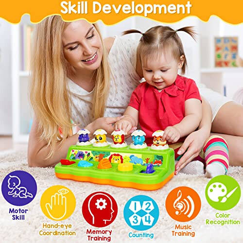 Duchong Interactive Pop up Toys for 1 Year Old Boy Girl, Montessori Cause and Effect Toys with Music & Light, Early Learning Musical Toys for Toddlers 1-3, Gift for Infants 9-12-18 Months - 5