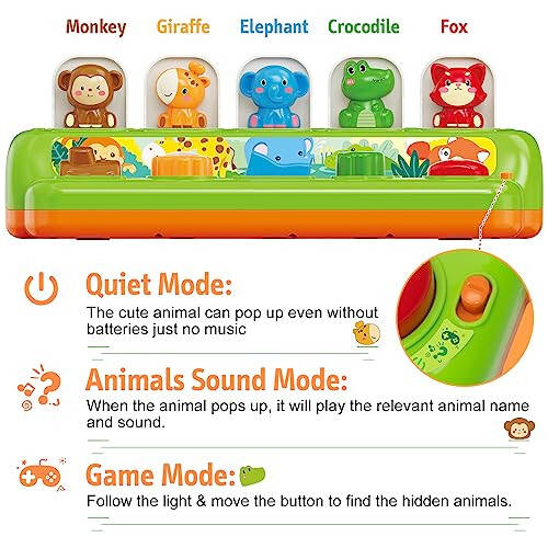 Duchong Interactive Pop Up Toys, Montessori Cause and Effect Toys for 1 Year Old Boy Girl, Early Learning Toys with Music & Light, STEM Toys Gifts for Infant Baby Toddler 9-12-18 Months - 3