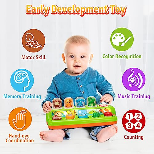 Duchong Interaktiv Pop Up O'yinchoqlari, Montessori Sabab va Natija O'yinchoqlari 1 Yoshli O'g'il va Qiz Bolalar Uchun, Musiqa va Yorug'likli Erta Ta'lim O'yinchoqlari, Go'daklar, Kichkintoylar va 9-12-18 Oylik Bolalar Uchun STEM O'yinchoq Sovg'alari - 5