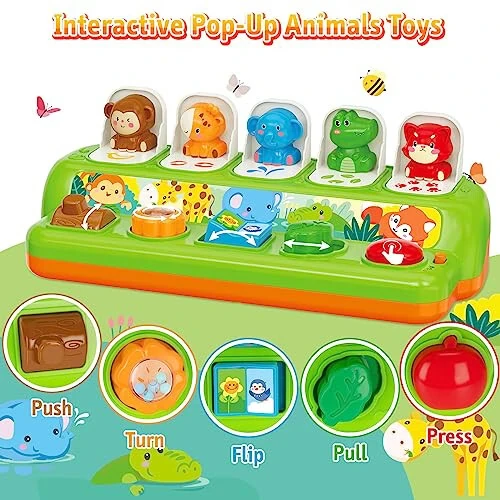 Duchong Interaktiv Pop Up O'yinchoqlari, Montessori Sabab va Natija O'yinchoqlari 1 Yoshli O'g'il va Qiz Bolalar Uchun, Musiqa va Yorug'likli Erta Ta'lim O'yinchoqlari, Go'daklar, Kichkintoylar va 9-12-18 Oylik Bolalar Uchun STEM O'yinchoq Sovg'alari - 2