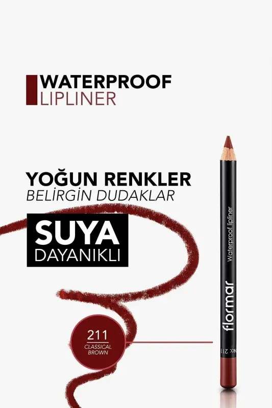 Dudak Kalemi - Waterproof Lipliner 211 Classical Brown-Beyaz - 6