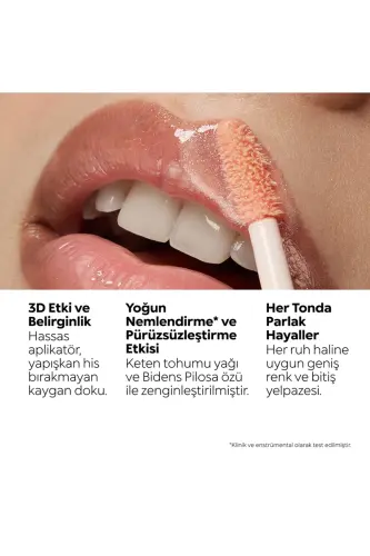 Dudak Parlatıcısı - 3D Hydra Lip Gloss - 03 Pearly Apricot - Besleyici ve Nemlendirici - 03 Pearly Apricot - 5