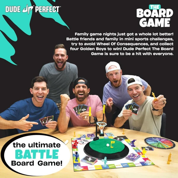 Dude Perfect The Board Game, for Kids Who Love Sports and Competitive Challenges, Perfect for Family and Friend Game Night, 2-5 Players, Ages 4+ - DUDE PERFECT (1)