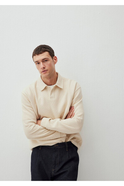 Düğmeli Beyaz Basic Sweatshirt 0S10266-81202 - Beyaz-81202 - MAVI