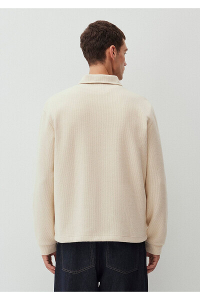 Düğmeli Beyaz Basic Sweatshirt 0S10266-81202 - Beyaz-81202 - 5
