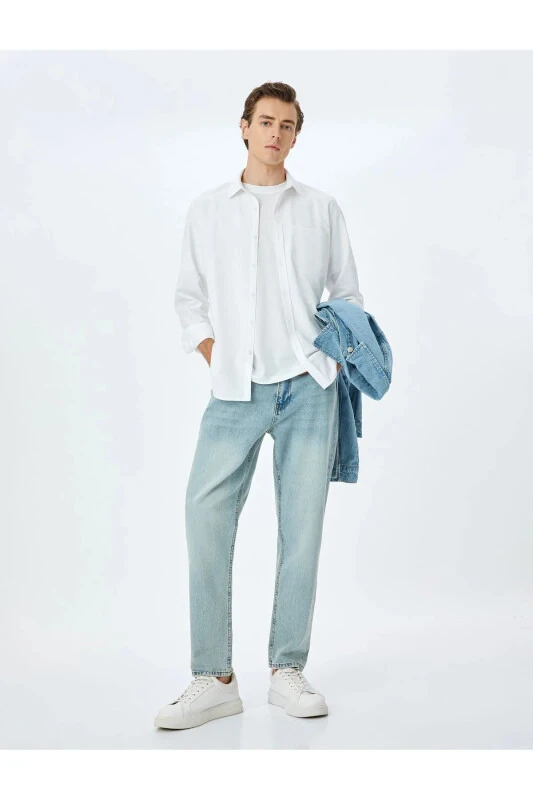 Düğmeli Cepli Tapered Fit Kot Pantolon - Joe Jean - 1