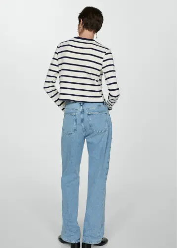 Düğmeli çizgili hırka - Ekrü - 7