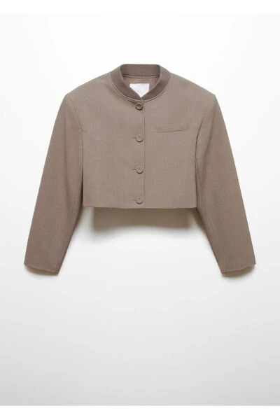 Düğmeli cropped ceket - 3