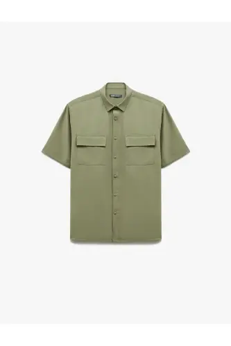 Düğmeli Klassik Yoqali Qopqoqli Cho'ntak Tafsilotli Rayon Regu - 3