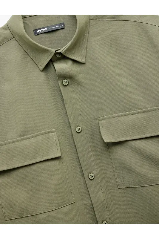 Düğmeli Klassik Yoqali Qopqoqli Cho'ntak Tafsilotli Rayon Regu - 5
