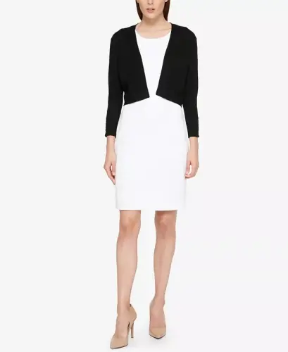 Women's Button Sleeve 3/4 Sleeve Cardigan - Black - 4