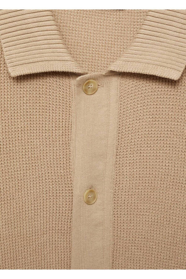 Düğmeli mikro yapılı triko polo gömlek - 7