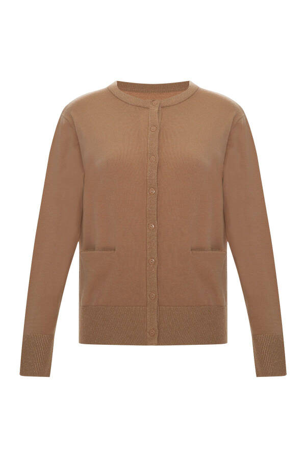 Düğmeli Simli Cepli Triko Hırka - 7