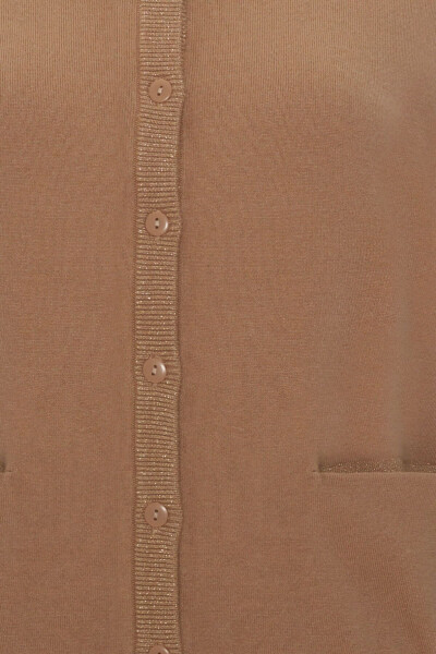 Düğmeli Simli Cepli Triko Hırka - 8