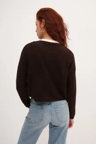 Düğmeli Triko Hırka H3364-A10-Acı Kahve - 6