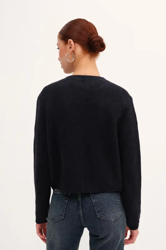 Düğmeli Triko Hırka H3364-A10-Okyanus - 5