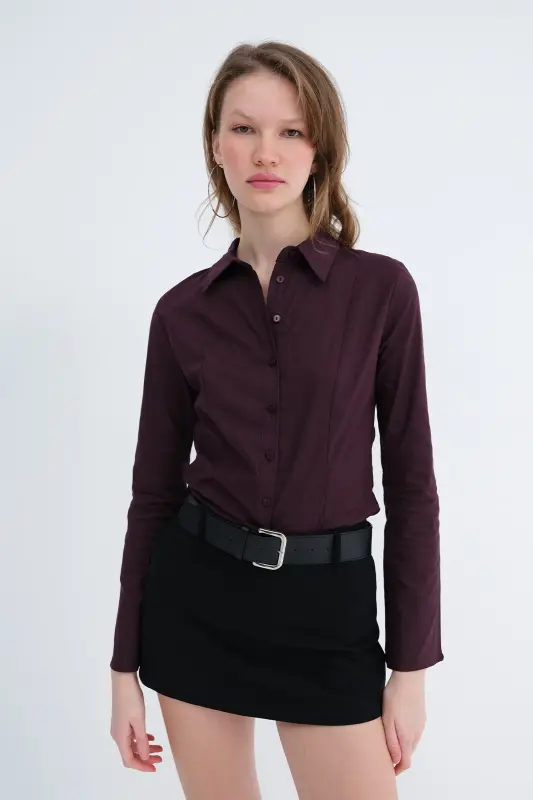 Düğmeli Uzun Kollu Gömlek G16809-Y9-Gardenya - 5