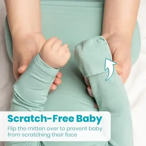 Knotted Gown Baby Newborn Hospital Outfit, Modal Infant Sleeper Gowns with Mittens, Bow and Hat Set, Nightgowns 0-3 Months - 4