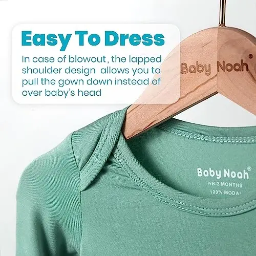 Knotted Gown Baby Newborn Hospital Outfit, Modal Infant Sleeper Gowns with Mittens, Bow and Hat Set, Nightgowns 0-3 Months - 3